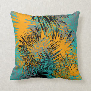 Almofada Mistura Teal de Cinza Laranja Moderna Abstrato