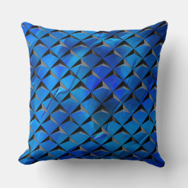 Almofada Misturar quadrados 3D com textura azul de fundo