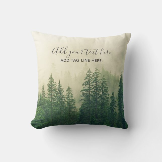 Almofada Misty Pine Forest Trees - Proteção Personalizada (Frente)