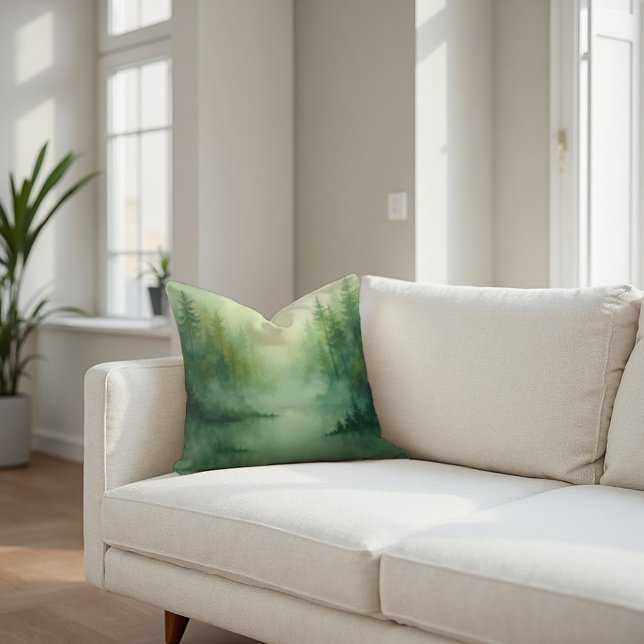 Almofada Misty Sage Abstrato - Moderno orgânico (Cozy Misty Sage Abstract Pillow: Ethereal & Tranquil Home Accent.)
