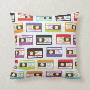 Almofada Mixtapes Indie Retro 80s Cassette Tape Pattern
