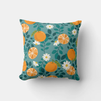 Almofada MNSRUU Padrão de Flor Laranja e Branca Botânica Ch