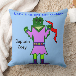 Almofada Moça Robô Capitão Zoey Rosa Vestido PERSONALIZADO
