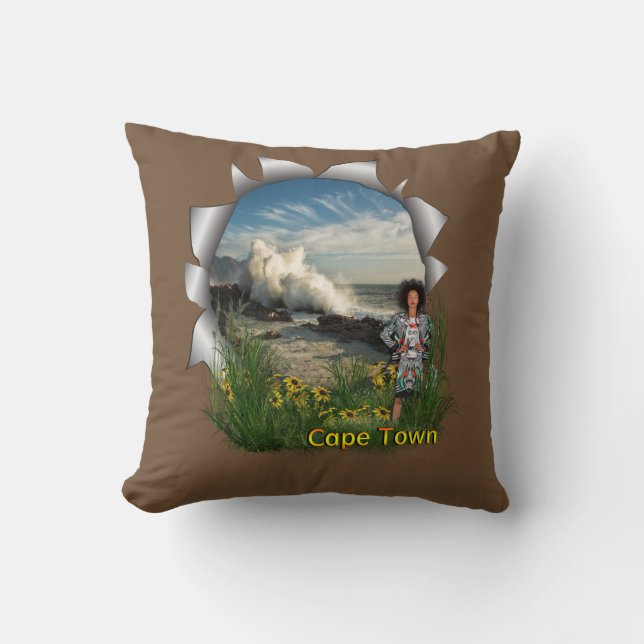 Almofada Moça sul-africana de moda da Cidade do Cabo (Frente)