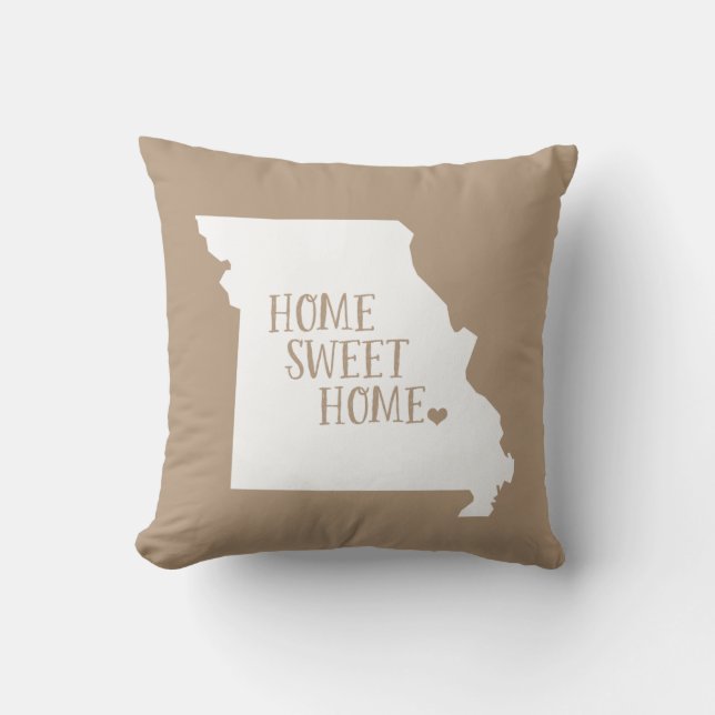 Almofada Mocha Brown Missouri Home Sweet Home State (Frente)