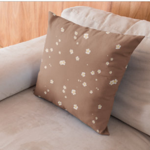 Almofada Mocha Brown Mousse White Floral