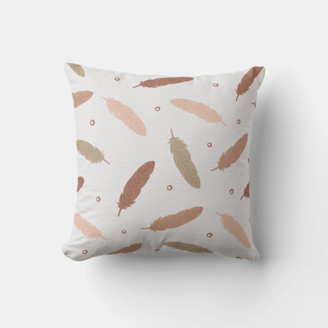 Almofada Mocha Mousse Feathers Throw Pillow (Frente)