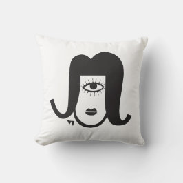 Almofada Mod de Cartoon Preto e Branco Ilustrado