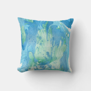 Almofada Modelo Azul-Abstrato azul-moderno - Marmorre Branc
