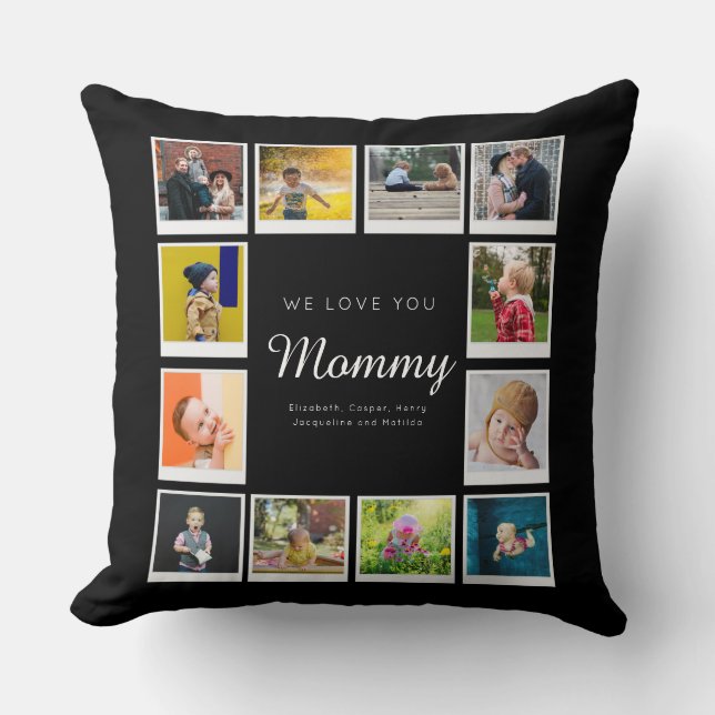 Almofada Modelo de Colagem de Fotos de Aniversário da mamãe (Frente)