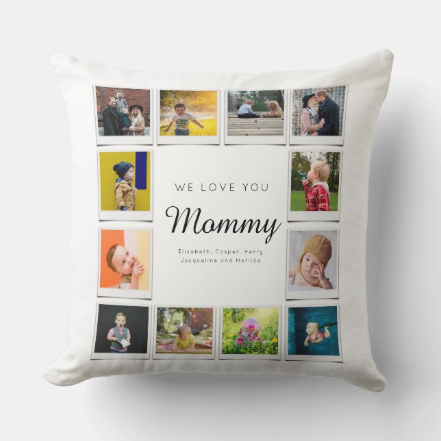 Almofada Modelo de Colagem de Fotos de Aniversário da mamãe (Frente)