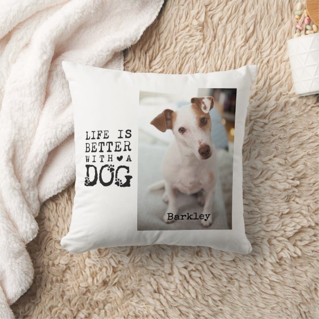 Almofada Modelo de Foto com Citação de Cachorro Moderno (Cobertor)