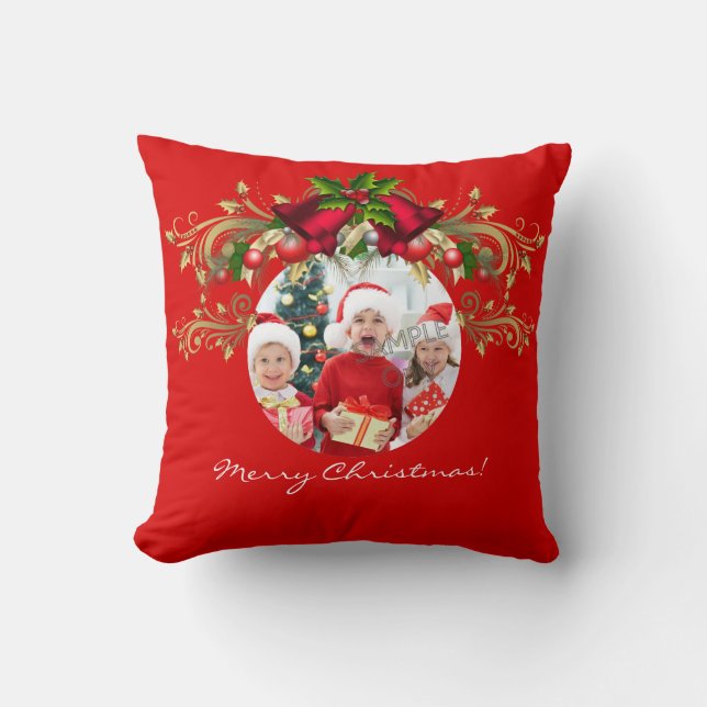Almofada Modelo de Foto de Natal para 4 crianças família (Frente)