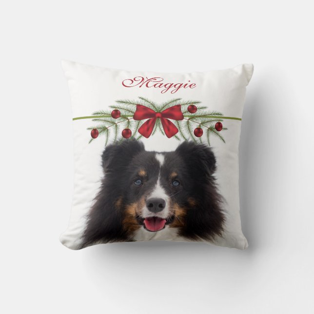 Almofada Modelo de Foto Personalizado Com Grinalda de Natal (Frente)