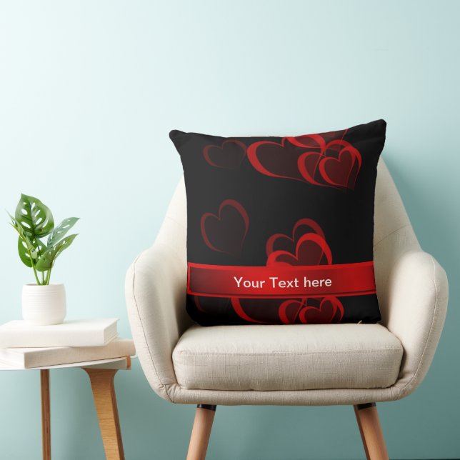 Almofada modelo de texto preto com coração vermelho (Cadeira)