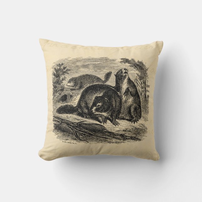 Almofada Modelo retro das marmotas da marmota dos 1800s do (Frente)