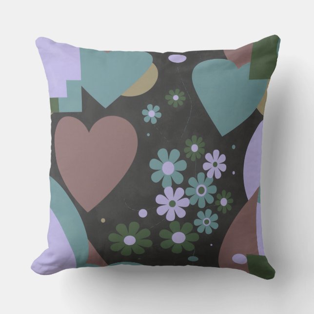 Almofada Modern Abstract Floral Throw Pillow (Frente)
