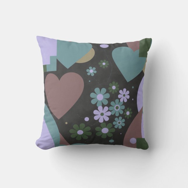 Almofada Modern Abstract Floral Throw Pillow (Frente)