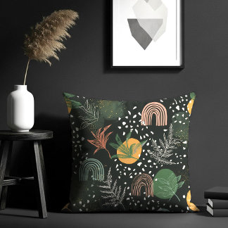 Almofada Modern Abstract Terrazzo & Botanical Collage