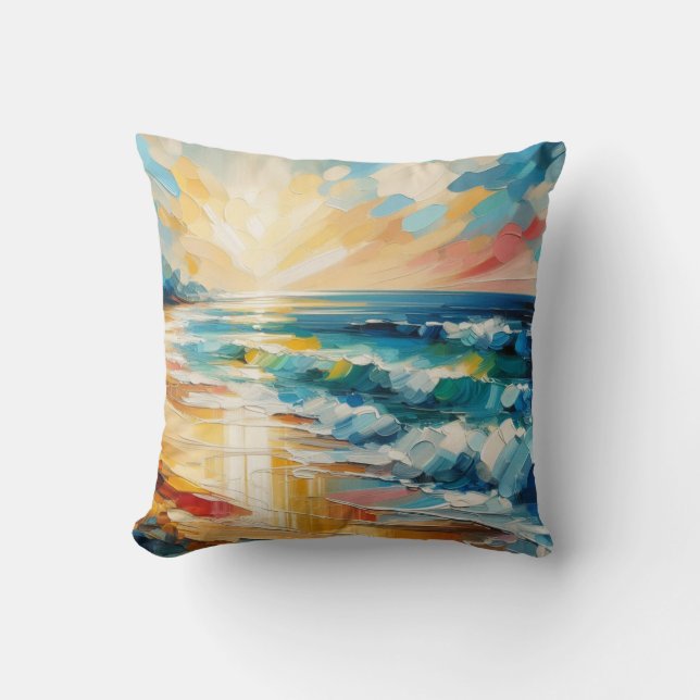 Almofada Modern Art Beach Sunset Design (Frente)