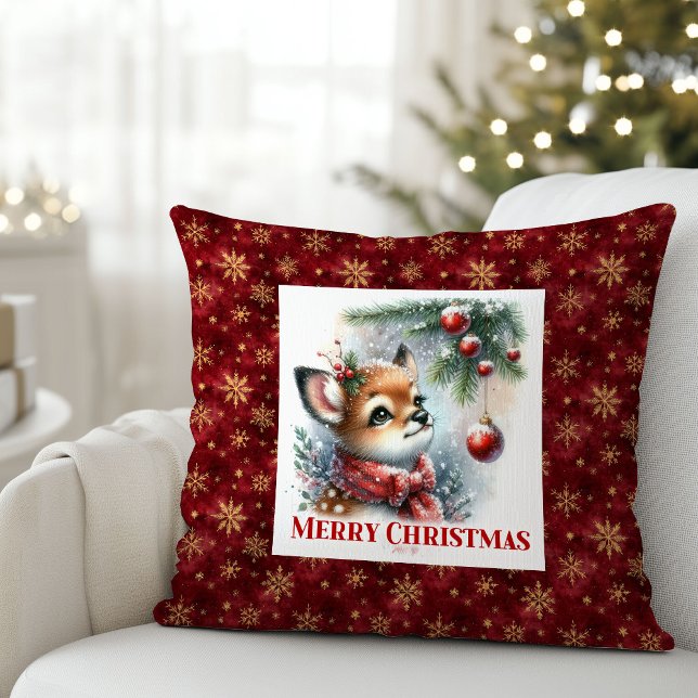 Almofada Modern Baby Deer Snowy Forest Kids Gift Christmas  (Modern Baby Deer Snowy Forest Kids Gift Christmas Pillow

)