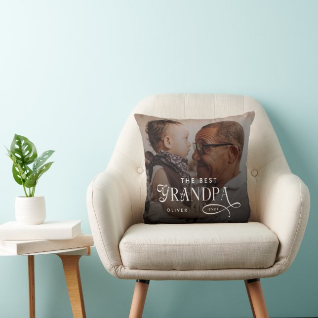 Almofada Modern Best GrandPa Ever Photo Personalized (Cadeira)