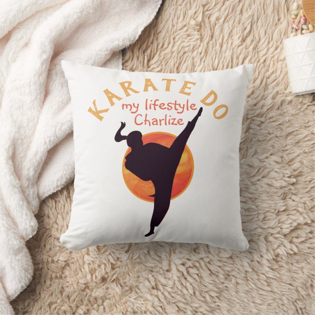 Almofada Modern Black Japan Karate Silhouette Martial Artes (Cobertor)