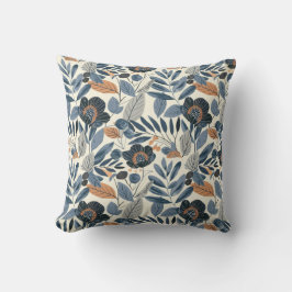 Almofada Modern Blue Botanical Spring Floral Throw Pillow