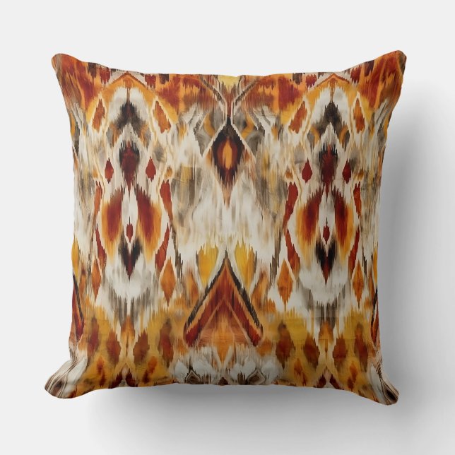 Almofada Modern Boho Neutraliza Tribal Castanho Laranja Ika (Frente)