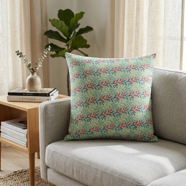 Almofada Modern Botanical Leaf Vines Seamless Pattern Art (Criador carregado)