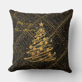 Almofada Modern, Chrismas Tree, Black Gold Cross Pattern