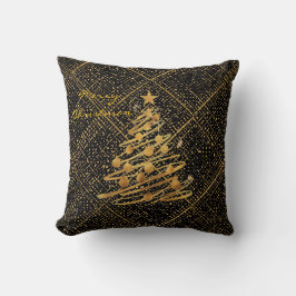 Almofada Modern, Chrismas Tree, Black Gold Cross Pattern 