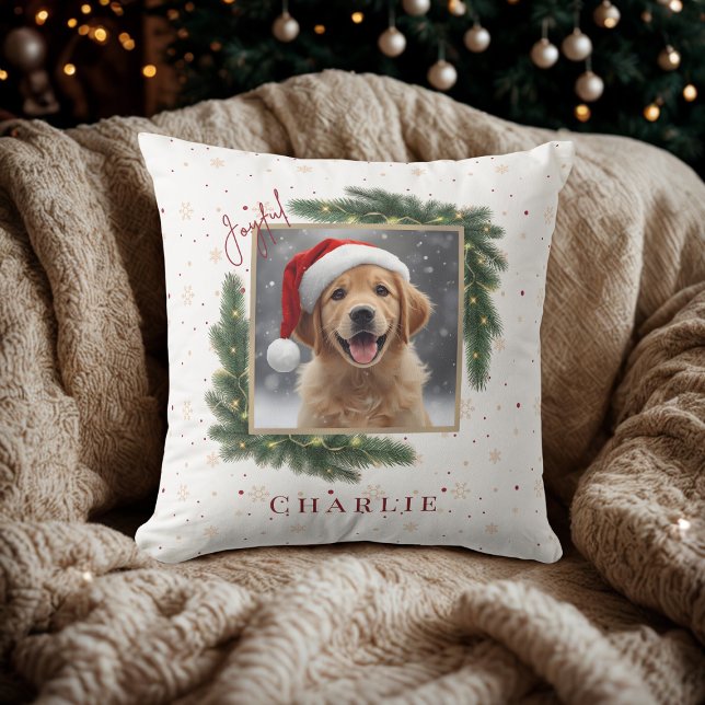 Almofada Modern Christmas Pet Photo  – Personalized Gift (Criador carregado)