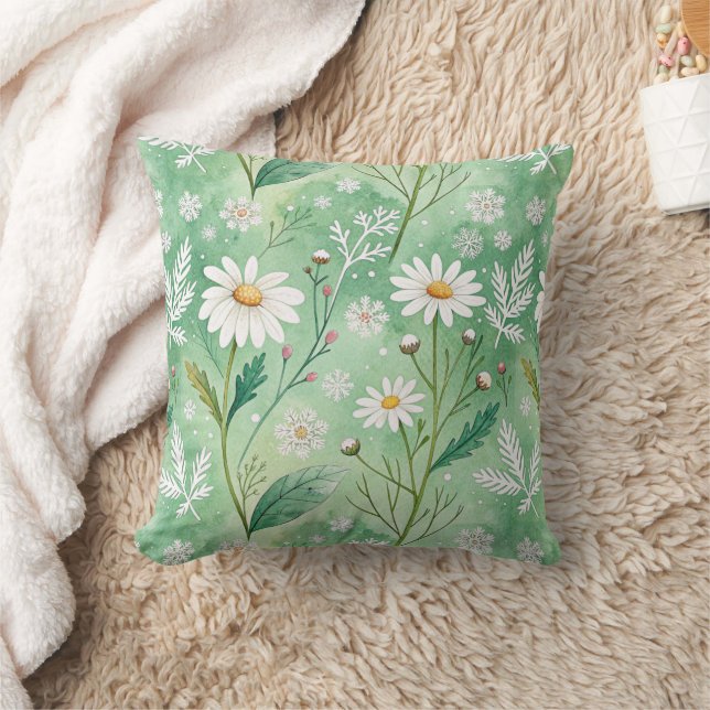 Almofada Modern  Daisy Flowers Winter pattern (Cobertor)