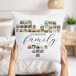 Almofada Modern Elegant Family Heart Shaped Photo Collage