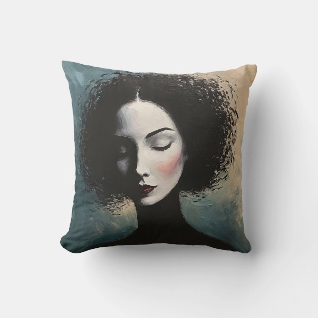 Almofada Modern Elegant Female Portrait Art (Frente)