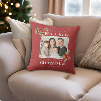 Almofada Modern Family Photo Red Christmas