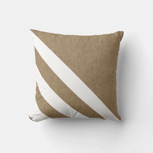 Almofada Modern Faux Burlap White Stripes (Frente)
