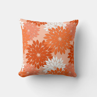 Almofada Modern Floral Kimono Impressão, Coral Orange, Peac