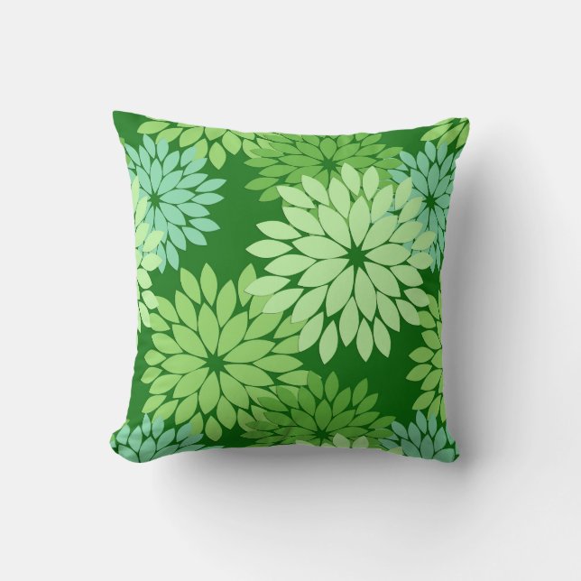 Almofada Modern Floral Kimono Impressão, Verde limão (Frente)