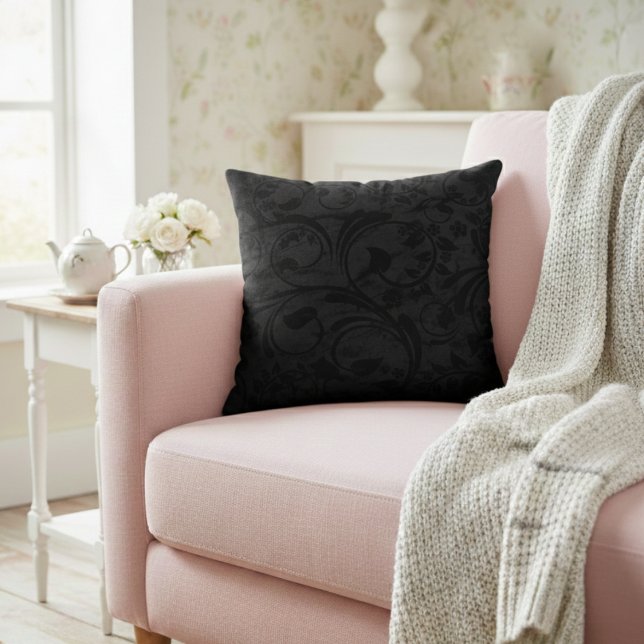 Almofada Modern Floral Noir Black Velvet (Criador carregado)