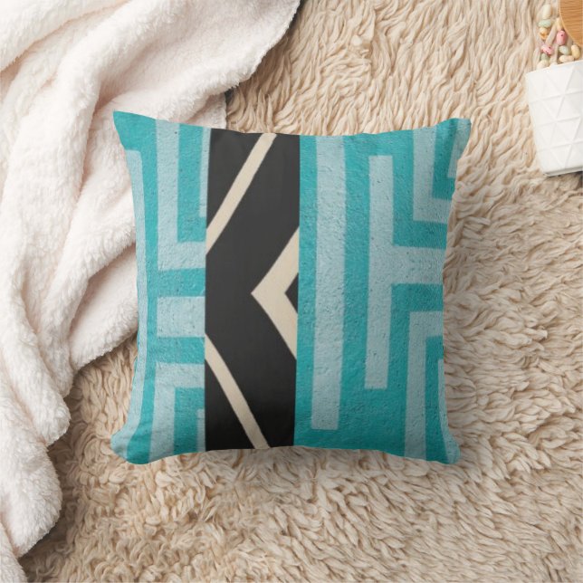 Almofada Modern Geometric (blue + black) 2-sided (Cobertor)