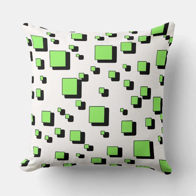 Almofada Modern Green Geometric Square Pattern Throw Pillow (Frente)