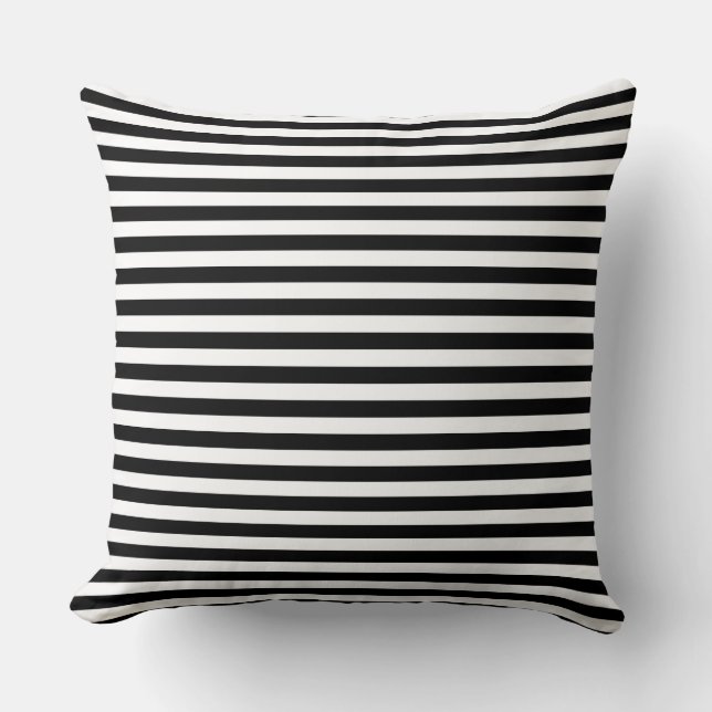 Almofada Modern Half-Inch Black & White Stripe Pattern (Frente)
