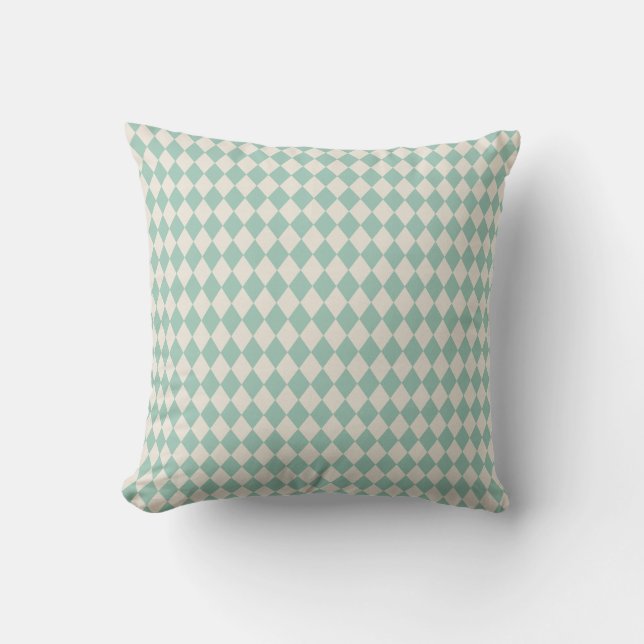 Almofada Modern Harlequin Mint e Cream Patterno (Frente)
