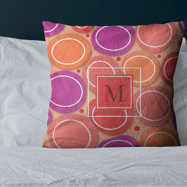 Almofada Modern Hot Pinks Purple Abstrato Circle Monograma