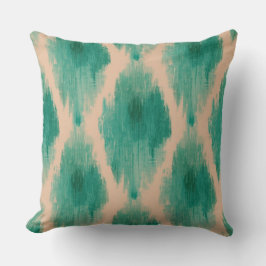 Almofada Modern Ikat Teal & Clay Throw Pillow | Boho-Lux