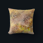 Almofada Modern Large Gold Flower Outlines Pillow<br><div class="desc">Three modern large gold flower outlines and a butterfly outline on a soft sand colored background.</div>