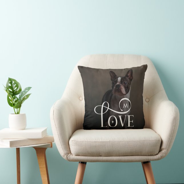 Almofada Modern Love Custom Dog Pets Photo Monogram (Cadeira)