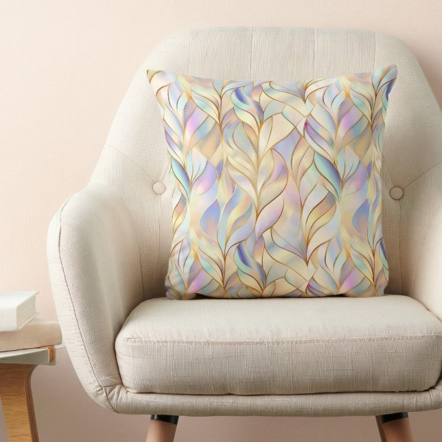 Almofada Modern Luxe Abstract Pattern Throw Pillow (elegant chic glam modern iridescent pastel pink purple blue pattern throw pillow)